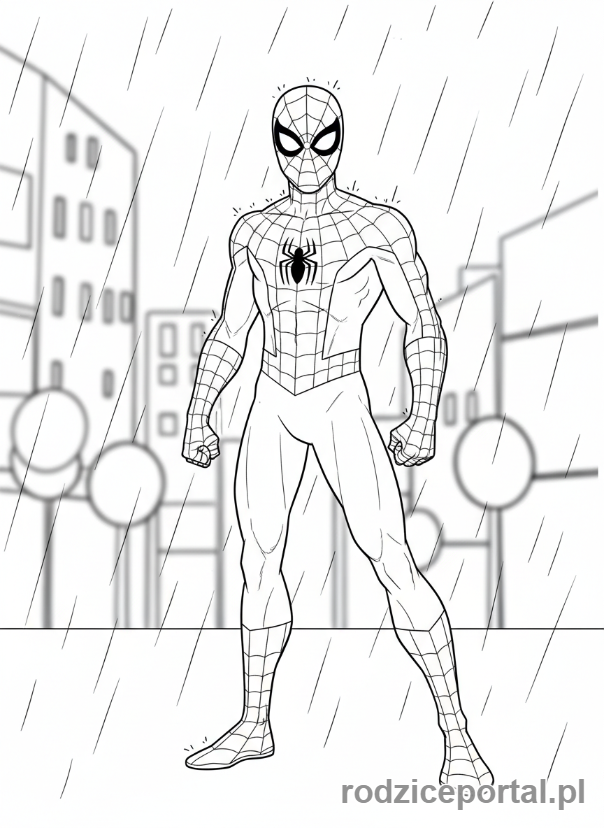 Kolorowanka Spider Man - Spider-Man w deszczu