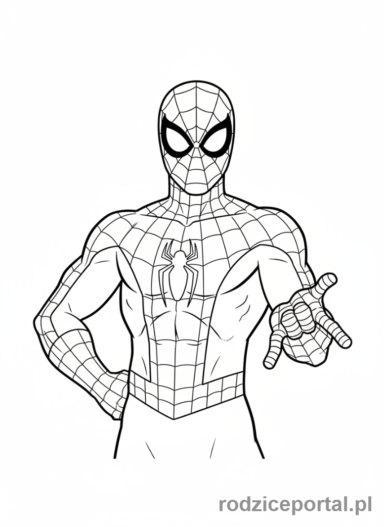 Kolorowanka Spider Man - Spider-Man w heroicznej pozie.