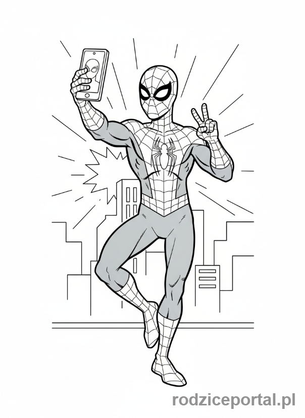 Kolorowanka Spider Man - Spider-Man w pozie do selfie