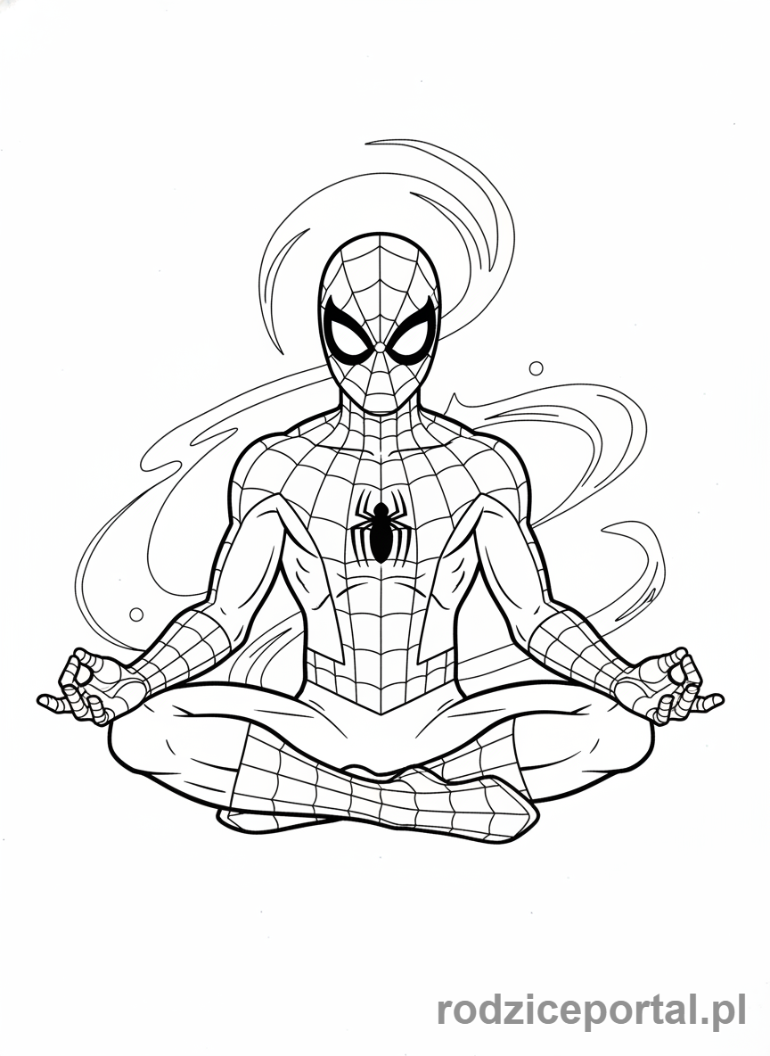 Kolorowanka Spider Man - Spider-Man w pozie meditacyjnej