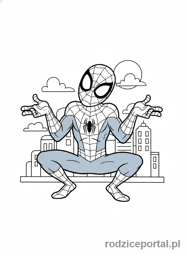 Kolorowanka Spider Man - Spider-Man w zabawnej pozie