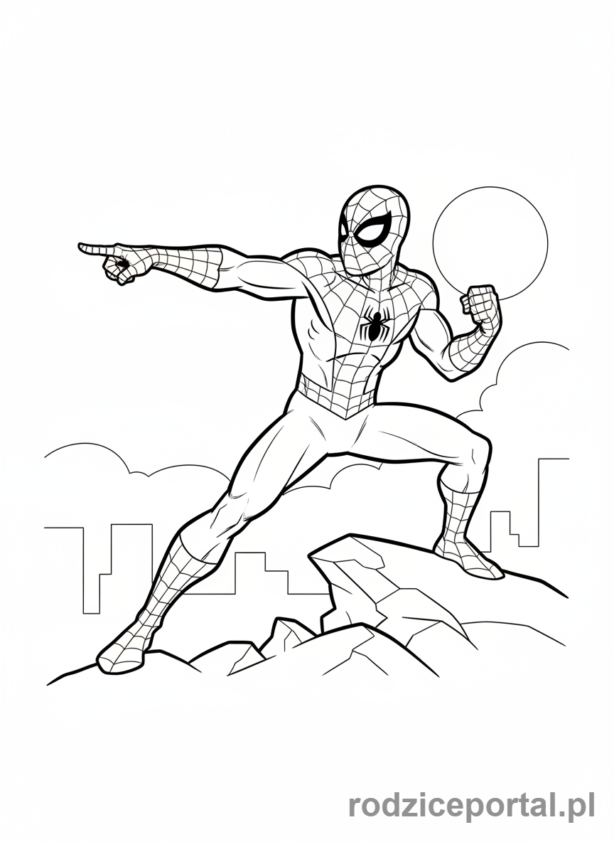 Kolorowanka Spider Man - Spider-Man wskazujący palcem