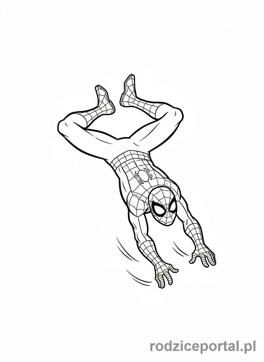 Kolorowanka Spider Man - Spider-Man wykonujący salto w powietrzu.