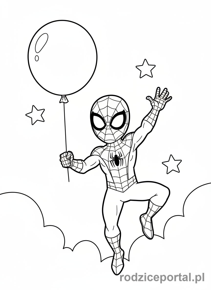 Kolorowanka Spider Man - Spider-Man z balonem