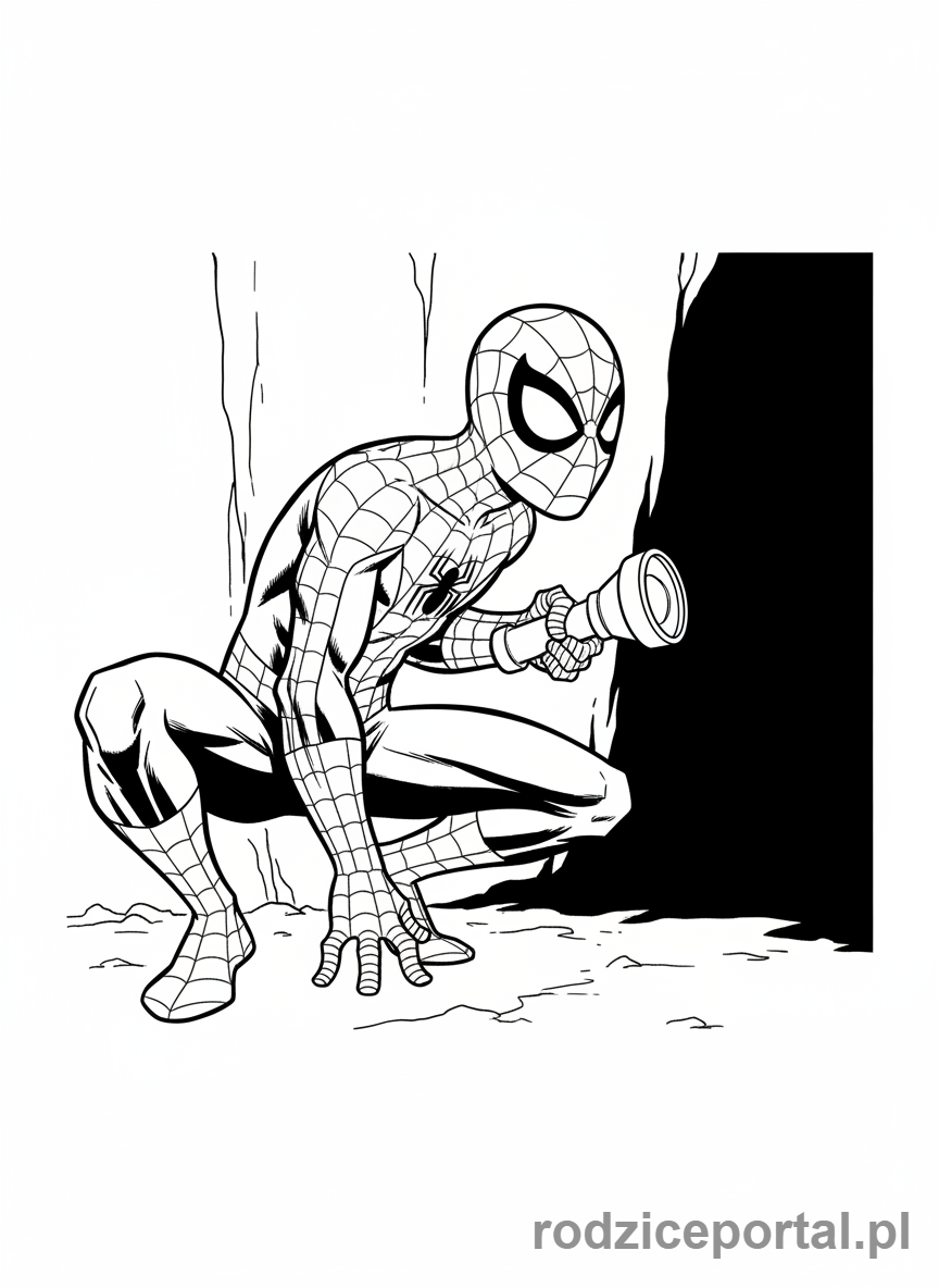 Kolorowanka Spider Man - Spider-Man z latarką