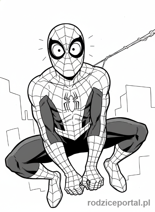 Kolorowanka Spider Man - Spider-Man z zaskoczoną miną