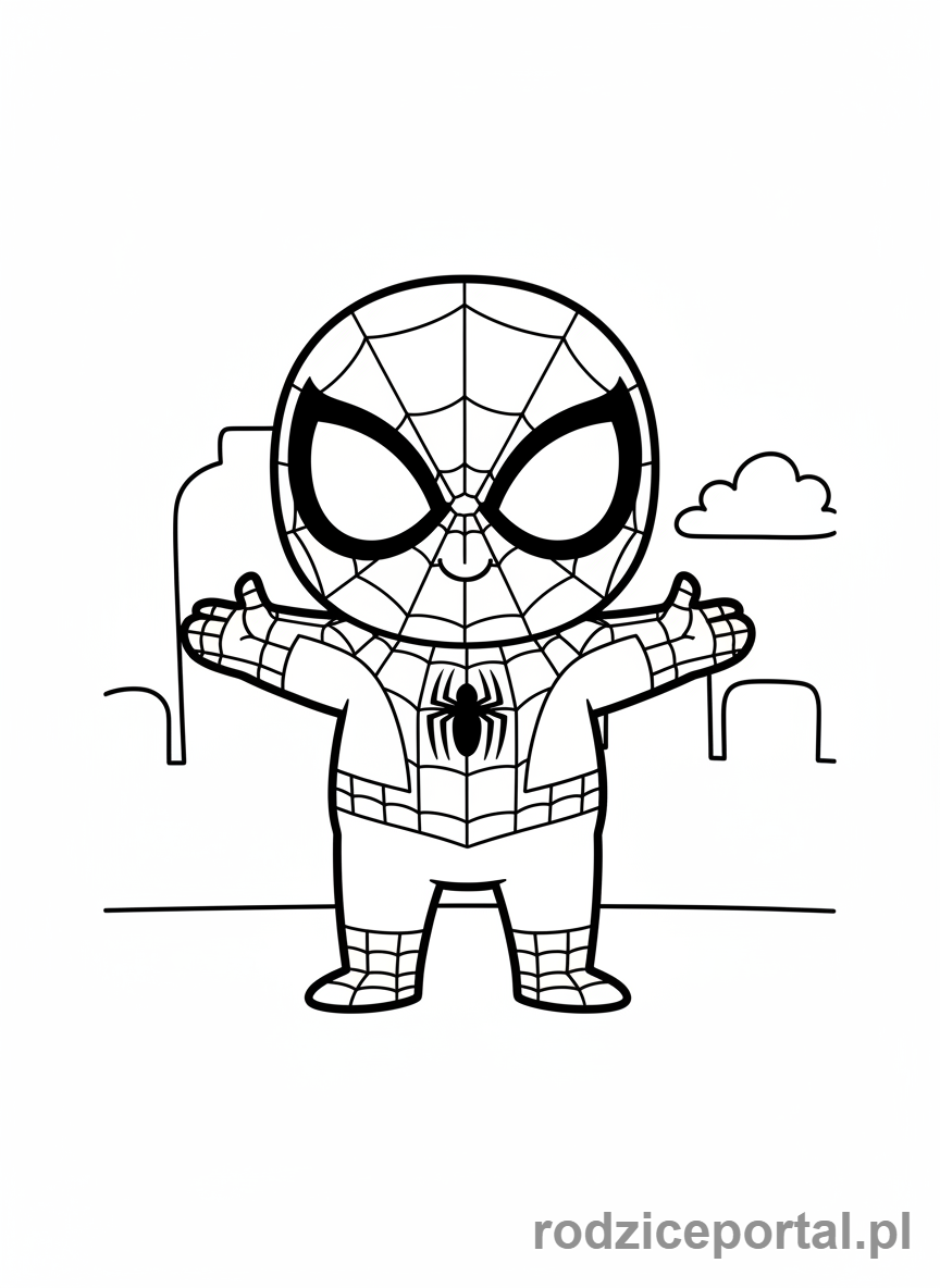 Kolorowanka Spider Man - Uroczy Spider-Man w stylu chibi.