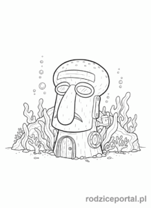 Kolorowanka Spongebob - Dom Skalmara - moai.