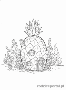 Kolorowanka Spongebob - Dom Spongeboba - ananas.
