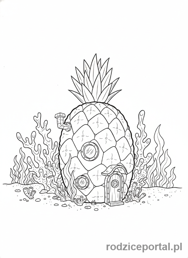 Kolorowanka Spongebob - Dom Spongeboba - ananas.