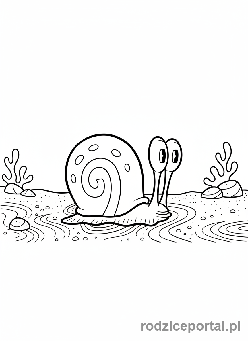 Kolorowanka Spongebob - Gary pełzający po dnie oceanu.