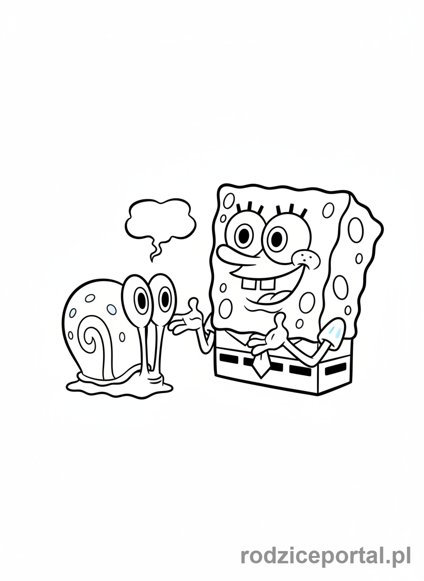 Kolorowanka Spongebob - Gary rozmawiający ze Spongebobem.