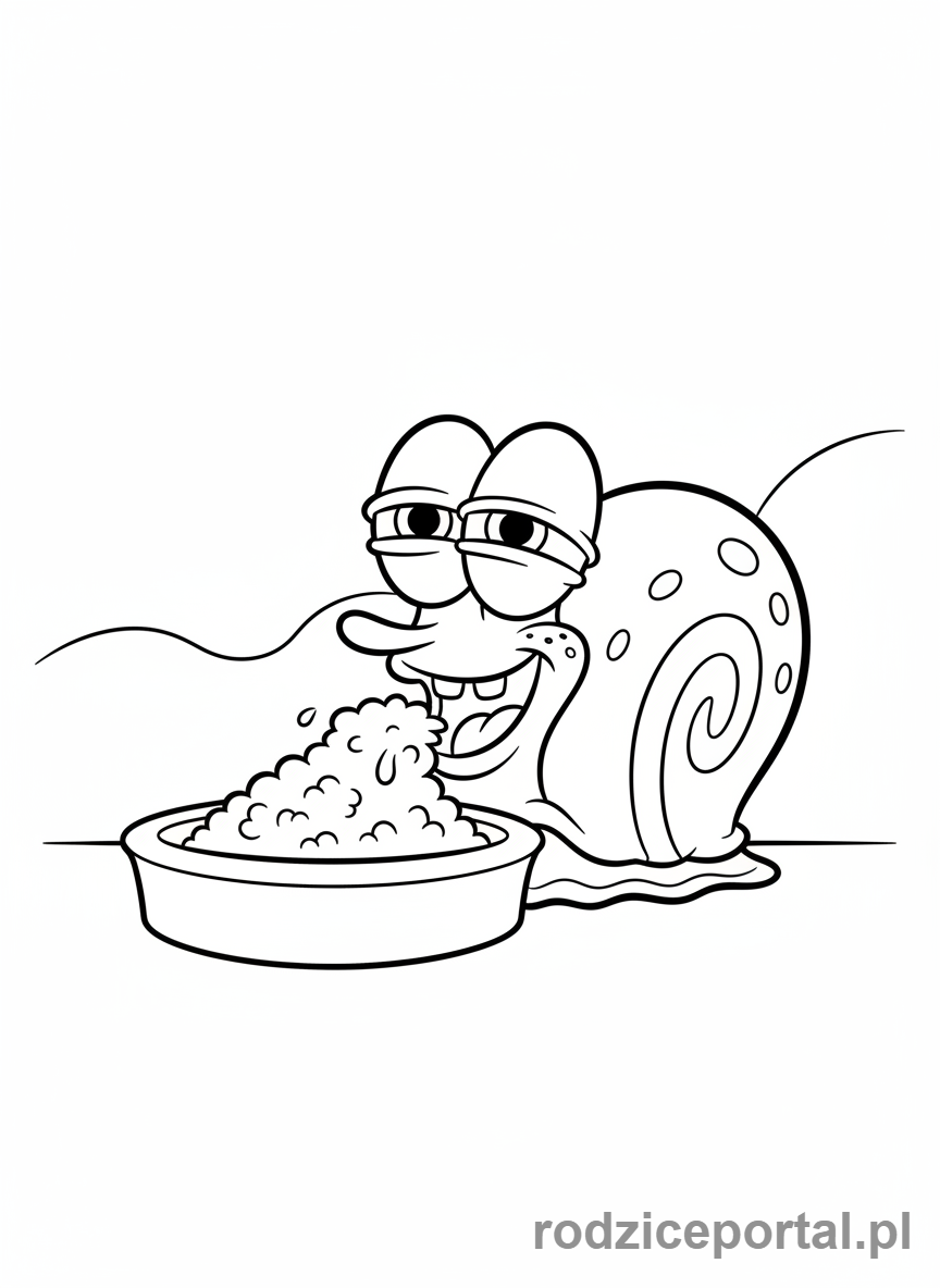 Kolorowanka Spongebob - Gary z miską ślimaczego jedzenia.
