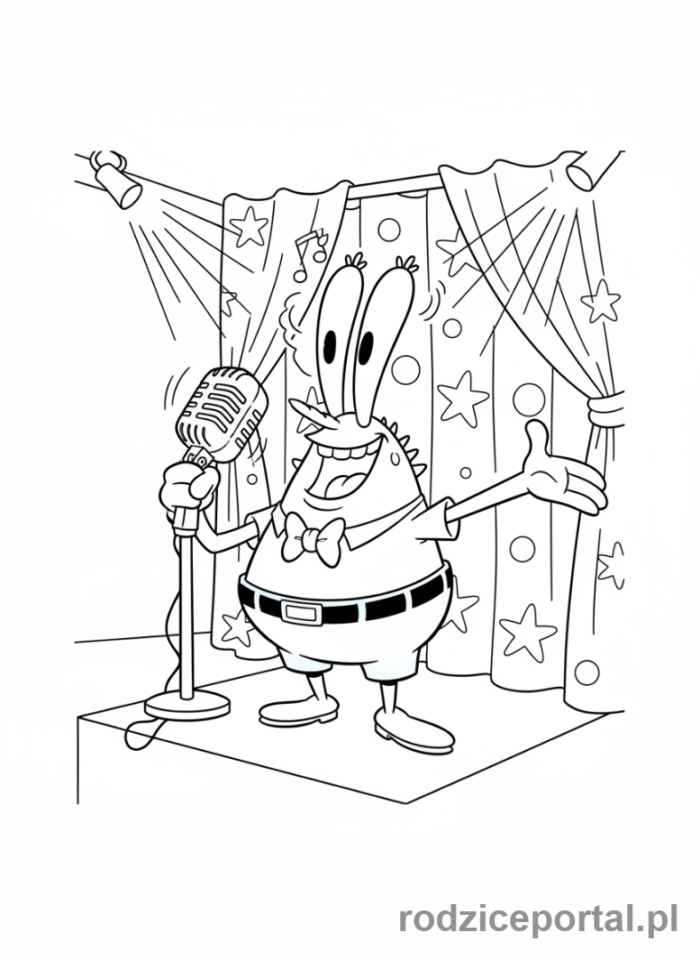 Kolorowanka Spongebob - Pan Krab śpiewający.