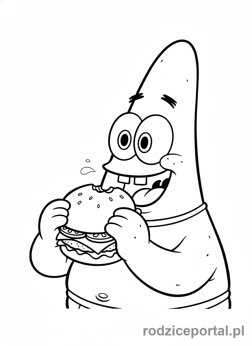 Kolorowanka Spongebob - Patryk i Krabby Patty.