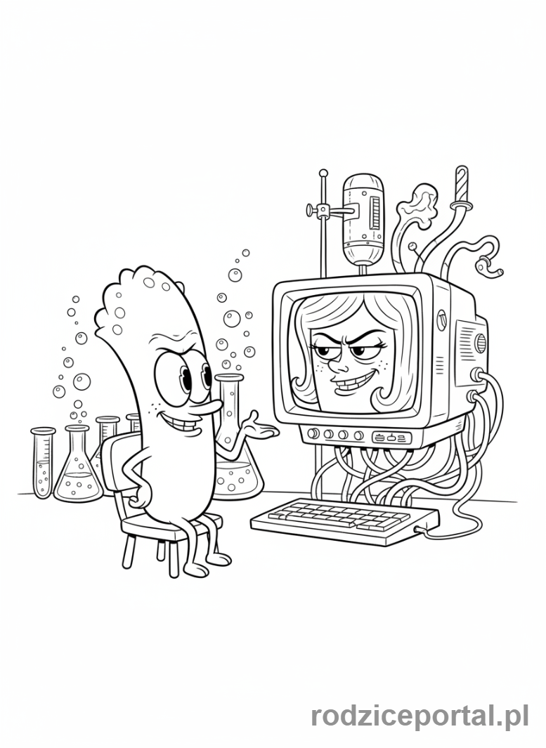 Kolorowanka Spongebob - Plankton z komputerem Karen.