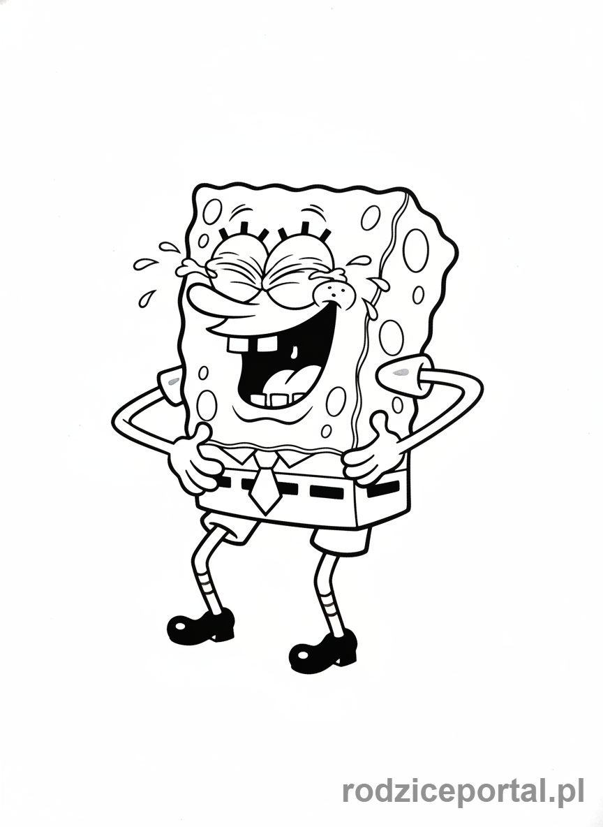 Kolorowanka Spongebob - Spongebob śmiejący się histerycznie.