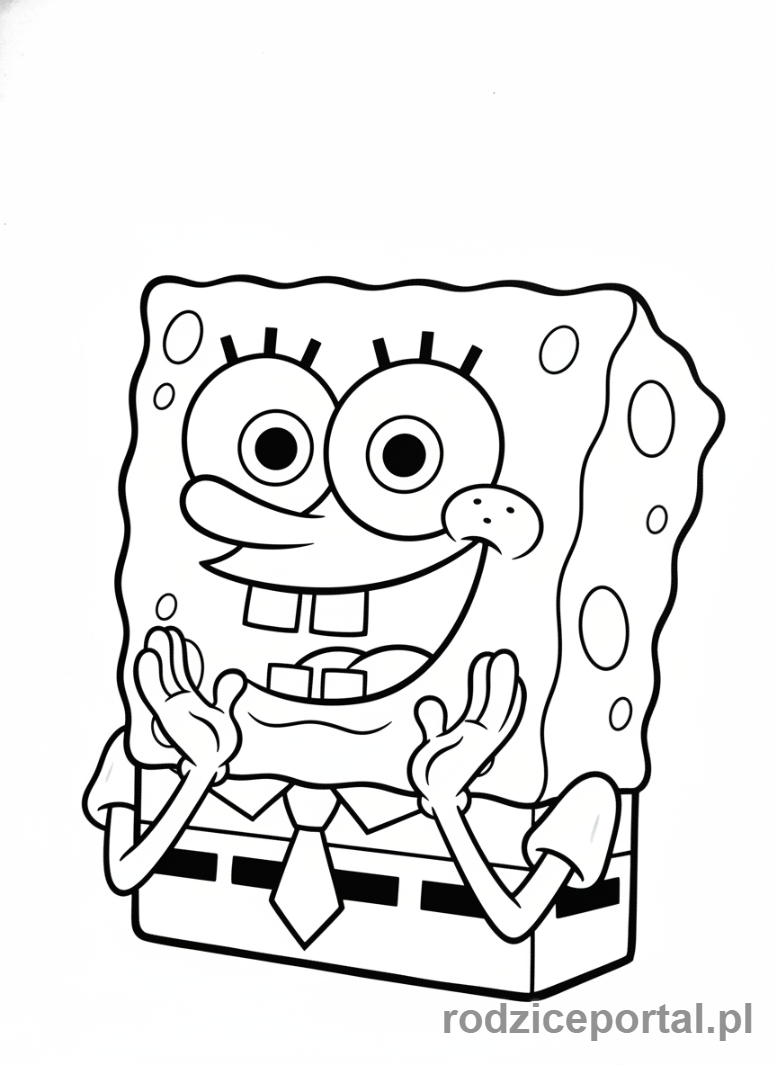 Kolorowanka Spongebob - Spongebob zadowolony z uśmiechem.