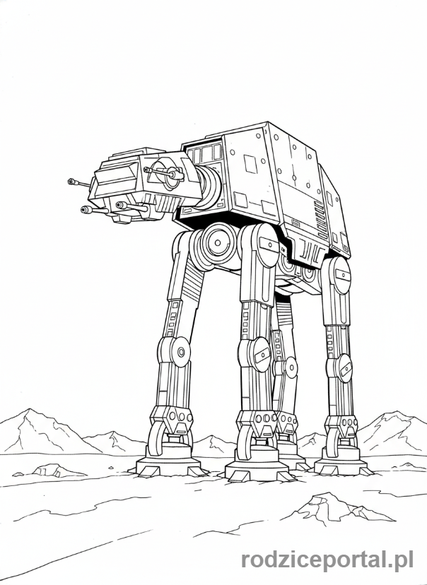 Kolorowanka Star Wars - AT-AT kroczący po Hoth, widok z dołu