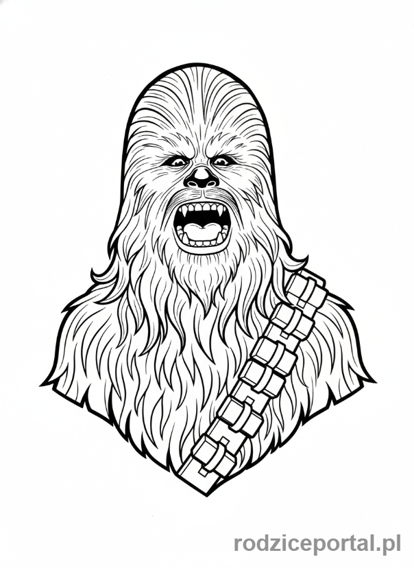 Kolorowanka Star Wars - Chewbacca ryczący, portret