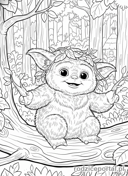 Kolorowanka Star Wars - Ewok na drzewie, radość