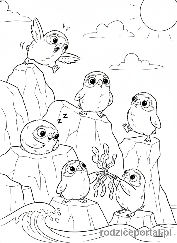 Kolorowanka Star Wars - Grupa Porgów, zabawne pozy