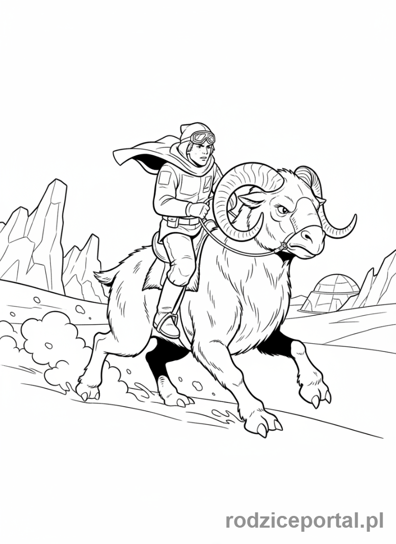 Kolorowanka Star Wars - Luke Skywalker na Tauntaunie, na Hoth