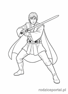 Kolorowanka Star Wars - Luke Skywalker z mieczem świetlnym