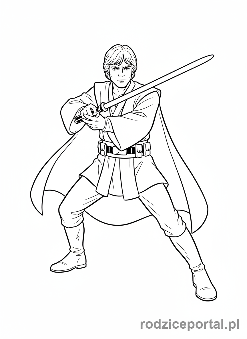Kolorowanka Star Wars - Luke Skywalker z mieczem świetlnym