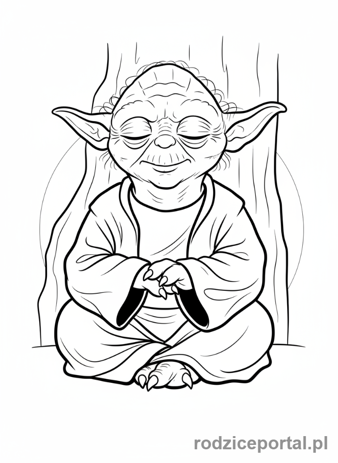 Kolorowanka Star Wars - Mistrz Yoda medytujący, z bliska