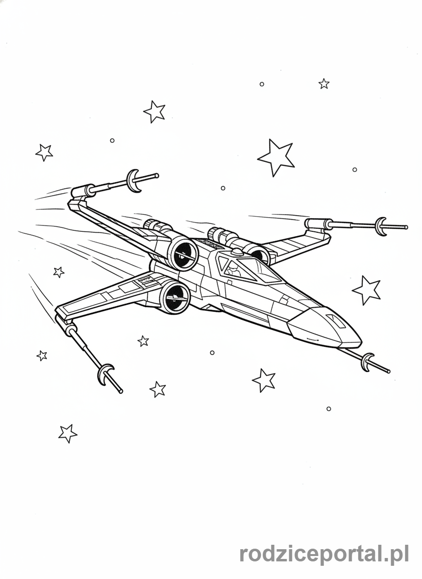 Kolorowanka Star Wars - Myśliwiec X-wing