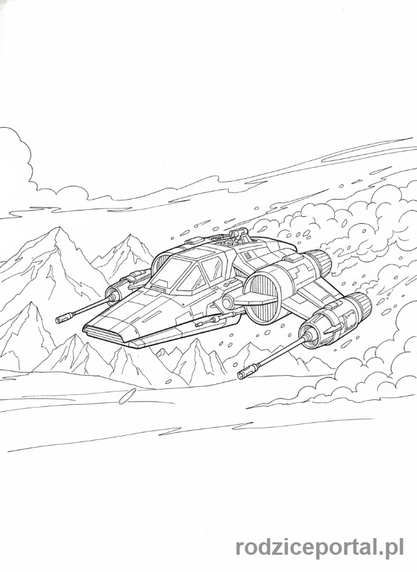 Kolorowanka Star Wars - Śmigacz śnieżny T-47, w akcji