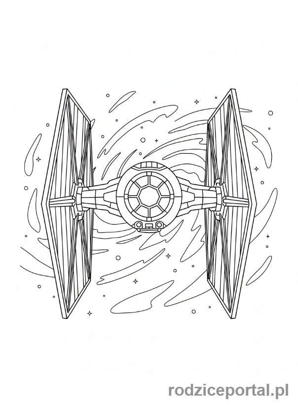 Kolorowanka Star Wars - TIE Fighter lecący, widok z przodu