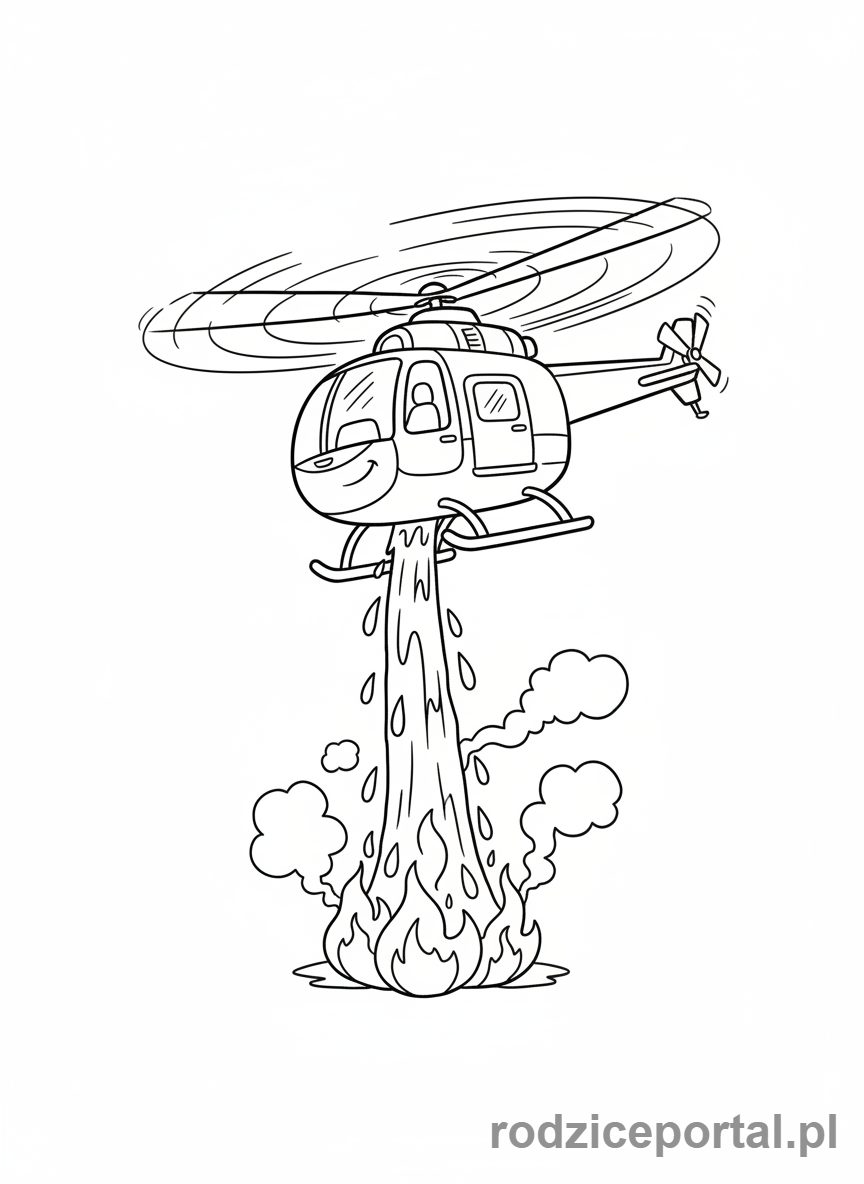 Kolorowanka Straż Pożarna - Śmigłowiec strażacki w akcji.