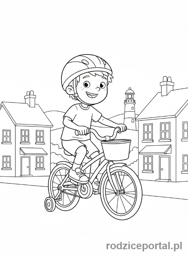 Kolorowanka Strażak Sam - Norman Price jeżdżący na rowerze