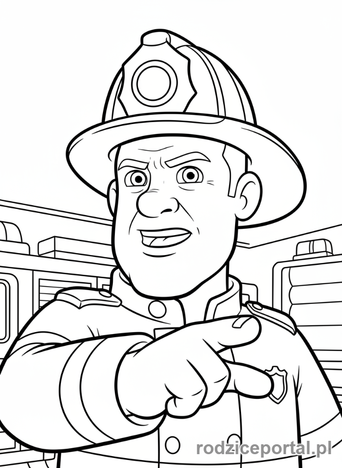 Kolorowanka Strażak Sam - Oficer Steele wydający rozkazy