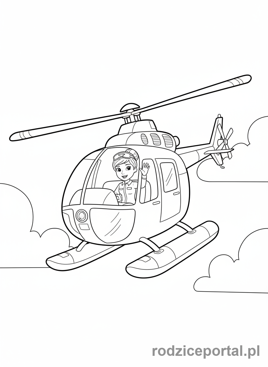 Kolorowanka Strażak Sam - Penny Morris w akcji z helikopterem Wallaby One