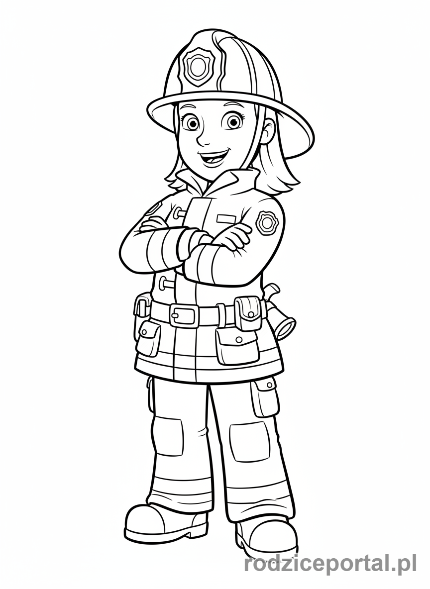 Kolorowanka Strażak Sam - Penny Morris w pełnym umundurowaniu