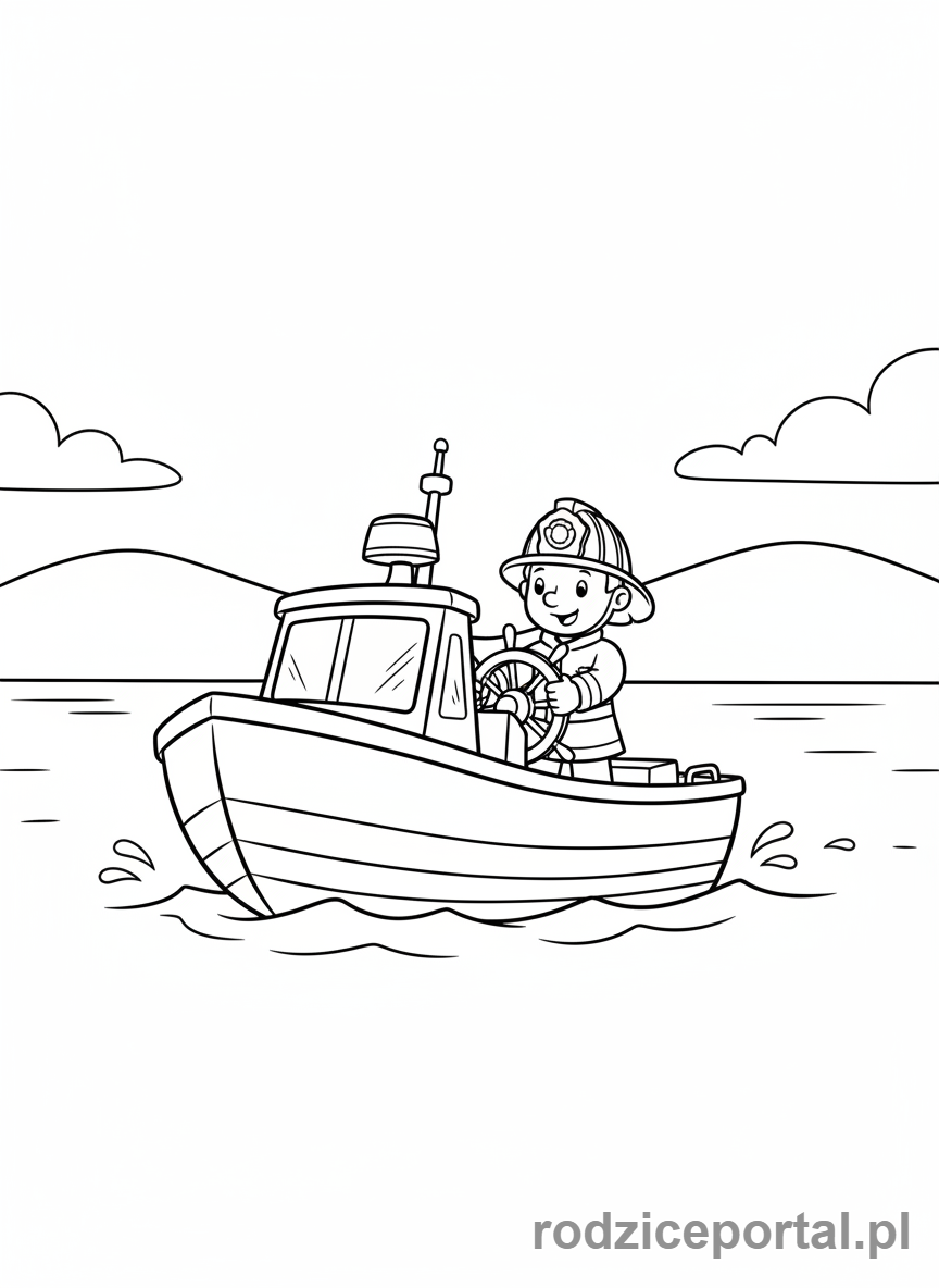 Kolorowanka Strażak Sam - Pojazd ratunkowy Venus na morzu