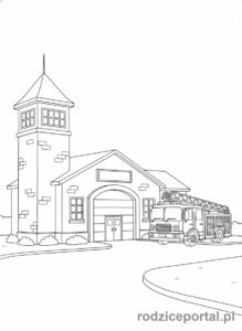 Kolorowanka Strażak Sam - Remiza strażacka w Pontypandy