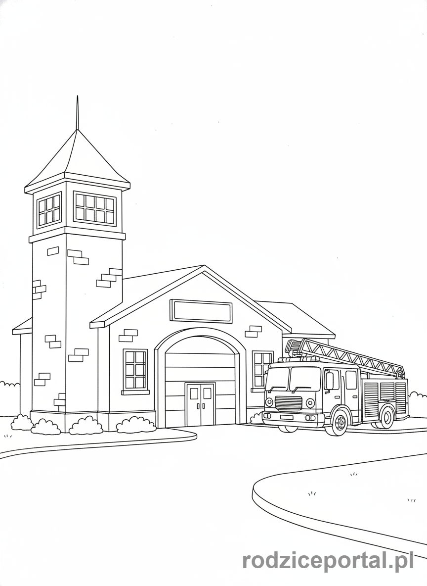 Kolorowanka Strażak Sam - Remiza strażacka w Pontypandy