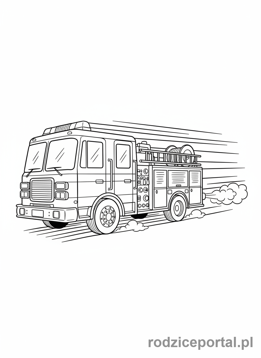 Kolorowanka Strażak Sam - Wóz strażacki Jupiter w drodze na akcję