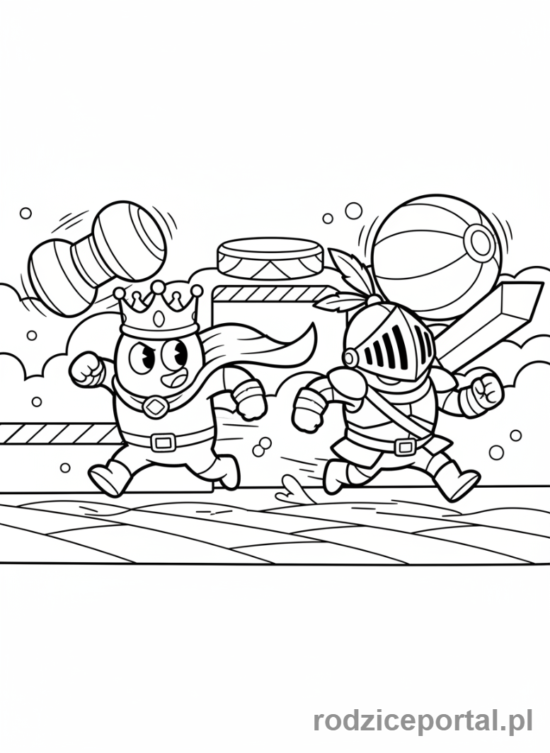 Kolorowanka Stumble Guys - Dwóch Stumble Guysów ścigających się
