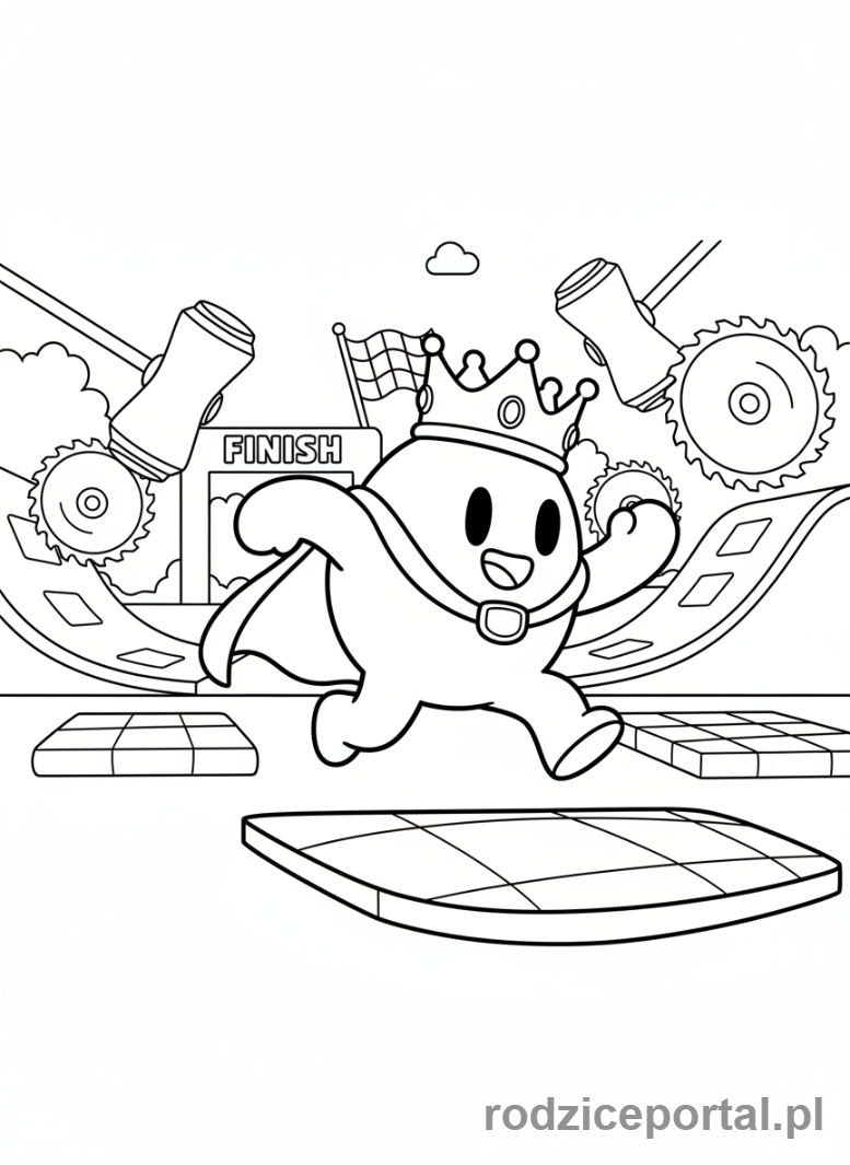 Kolorowanka Stumble Guys - Stumble Guy biegnący po torze przeszkód