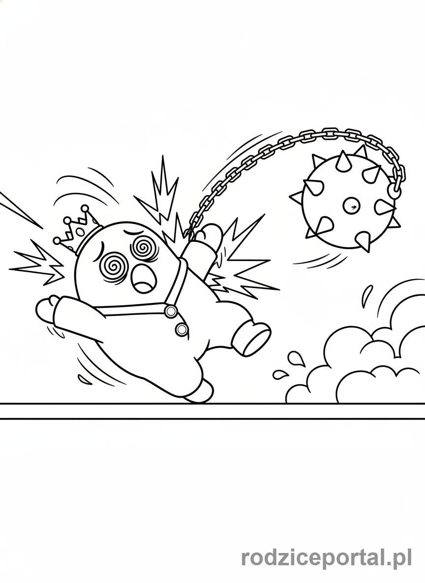 Kolorowanka Stumble Guys - Stumble Guy odepchnięty przez przeszkodę