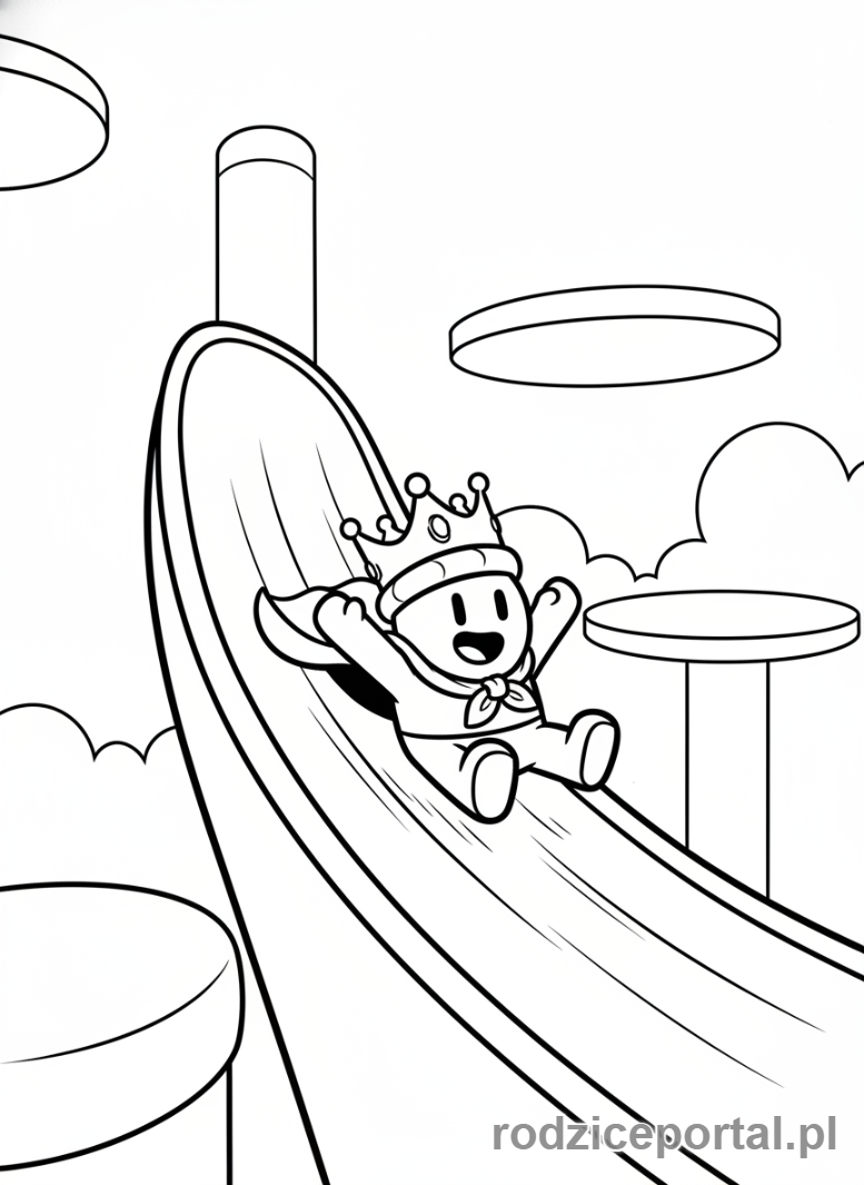 Kolorowanka Stumble Guys - Stumble Guy zjeżdżający po rampie