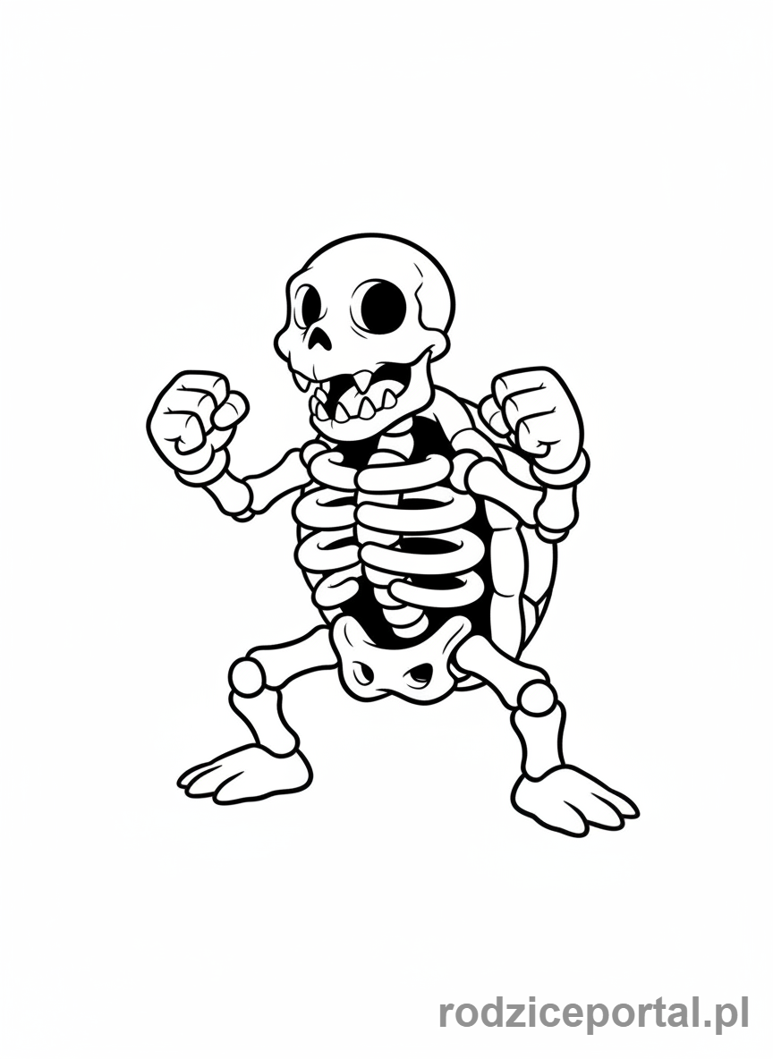 Kolorowanka Super Mario - Dry Bones w pozycji bojowej