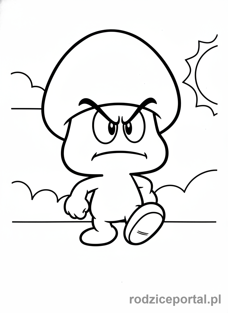 Kolorowanka Super Mario - Goomba z groźną miną