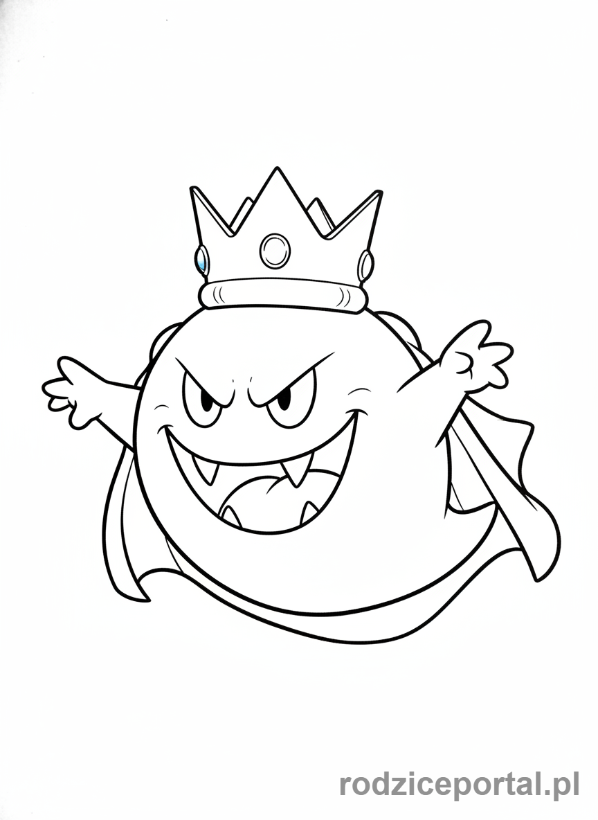 Kolorowanka Super Mario - King Boo latający złowrogo