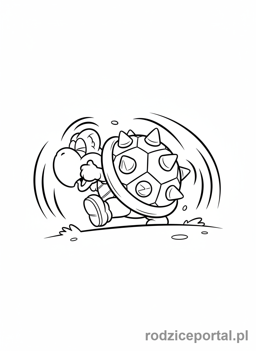 Kolorowanka Super Mario - Koopa Troopa chowający się w skorupie